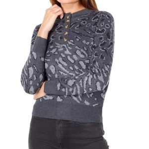 HEARTLOOM Natalia Leopard Print Jacquard Wool Blend Sweater